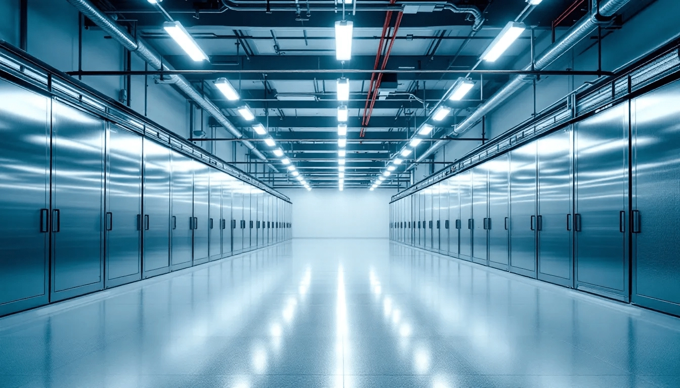A modern cold storage facility featuring advanced controlled temperature and humidity systems designed to maintain the freshness and quality of fruits and vegetables. The facility includes multiple cold storage rooms that ensure effective cold storage conditions, preventing moisture loss and chilling injury to produce.