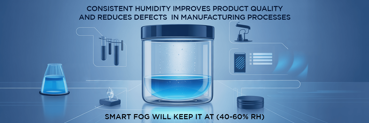 Consistent humidity (40-60% RH) improves product quality and reduces defects in manufacturing processes