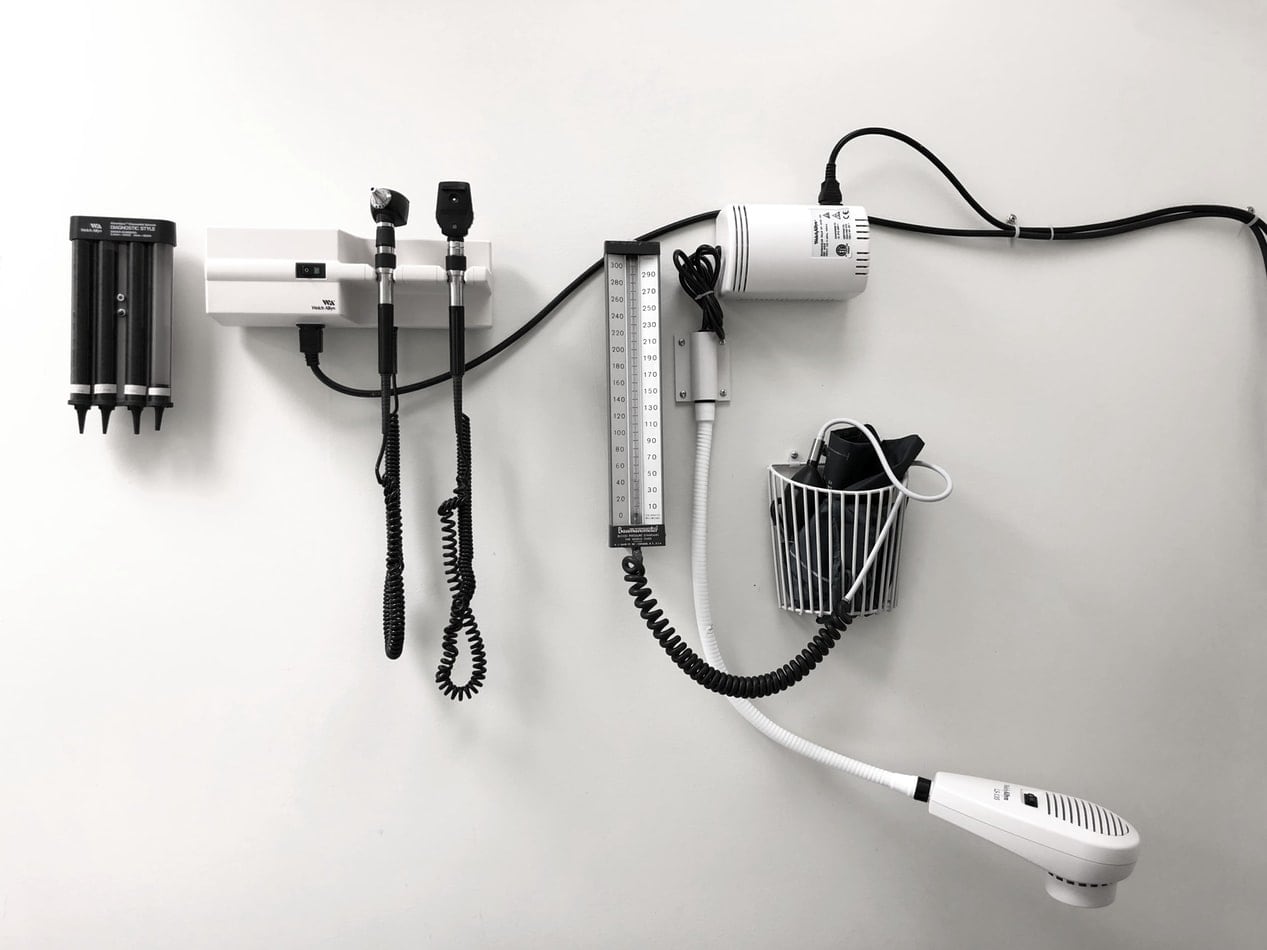 Medical examination tools on a wall