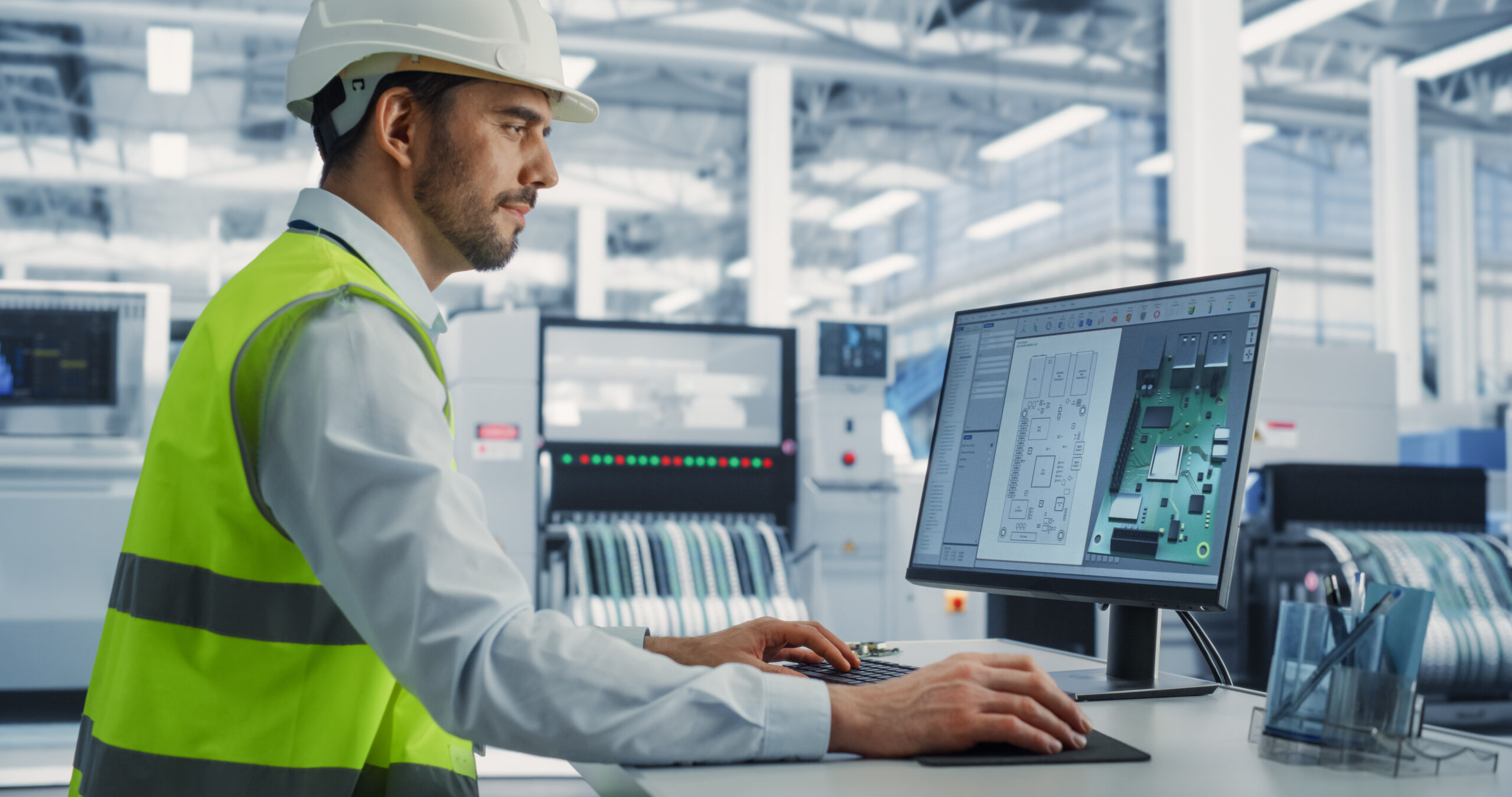Insights Blog 5 a man in a hard hat at Electronics Manufacturing Facility