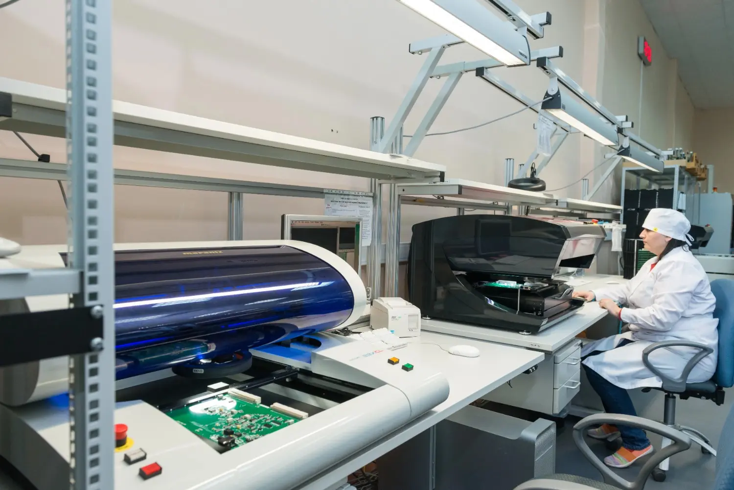 A woman using a printing machine in an appropriate environment