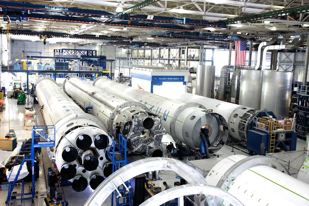 Insights Blog 3 Aerospace manufacturing facility assembling large rockets.