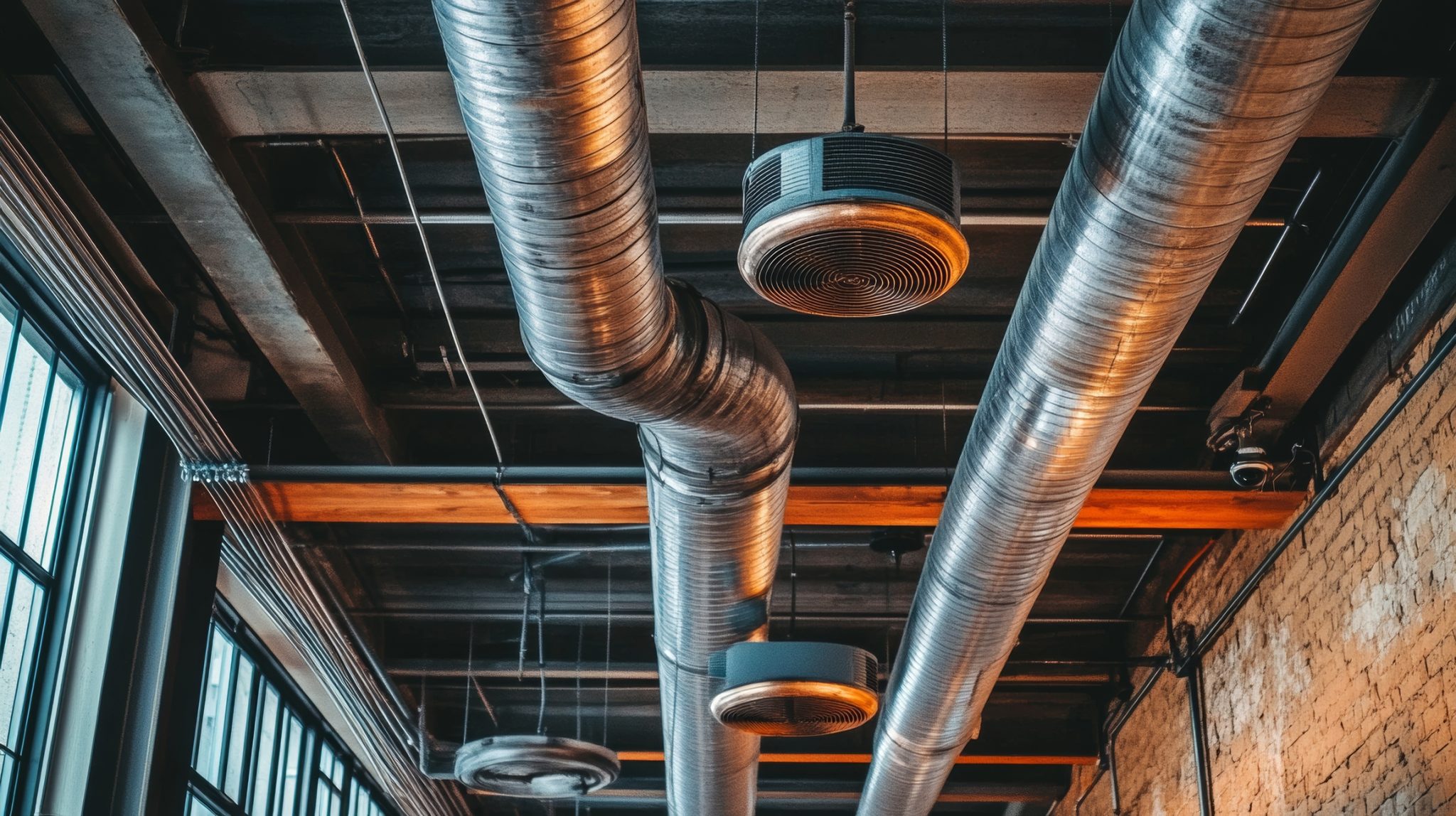 Insights Blog 2 Commercial HVAC ductwork with diffusers, the kind of duct geometry that determines in-duct humidifier feasibility.